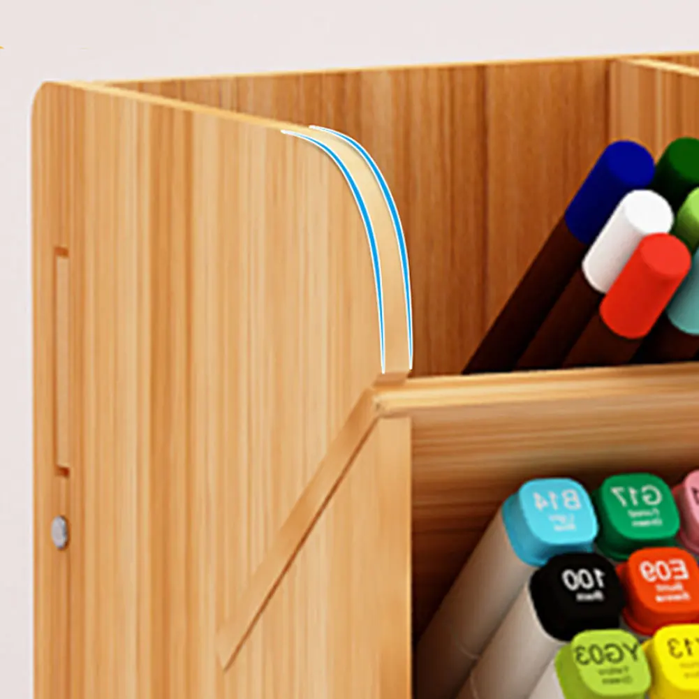 

Desk Organizer Wooden Pen Holder Large Capacity Home DIY Student Children Multifunction School Study Office Supplies With Drawer