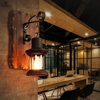 tiooka vintage wall light with wood base industrical kerosene lamp wall lantern sconces for restaurant home aisle decor light