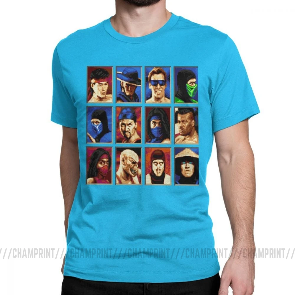 Винтажные футболки Mortal Kombat II Genesis Character выберите 16 Bit футболка Ретро геймер Коллаж футболки мужская хлопковая одежда для вечеринки - Цвет: Королевский синий