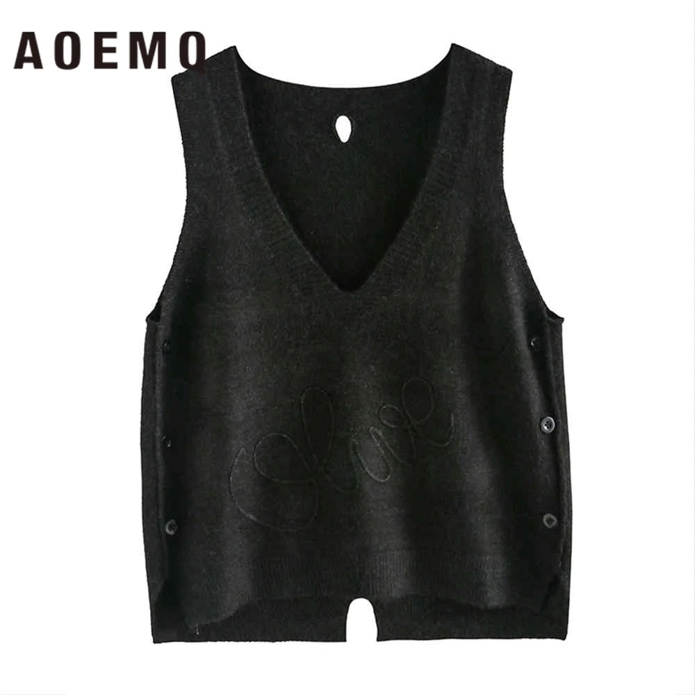 Женский жилет с v образным вырезом AOEMQ пуловер без рукавов английской надписью Love