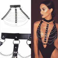 leather body harness waist belt sm game toys women gothic bondage chain top chest strap role play sm game sex toy accessories