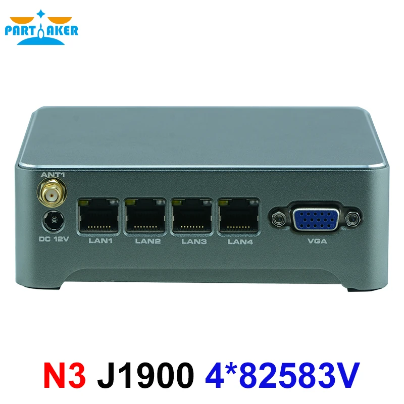 

Partaker N3 Mini PC Router Firewall Intel Celeron 1900 Quad Core Fanless Nano 4 Ethernet Ports VPN Pfsense Mini PC