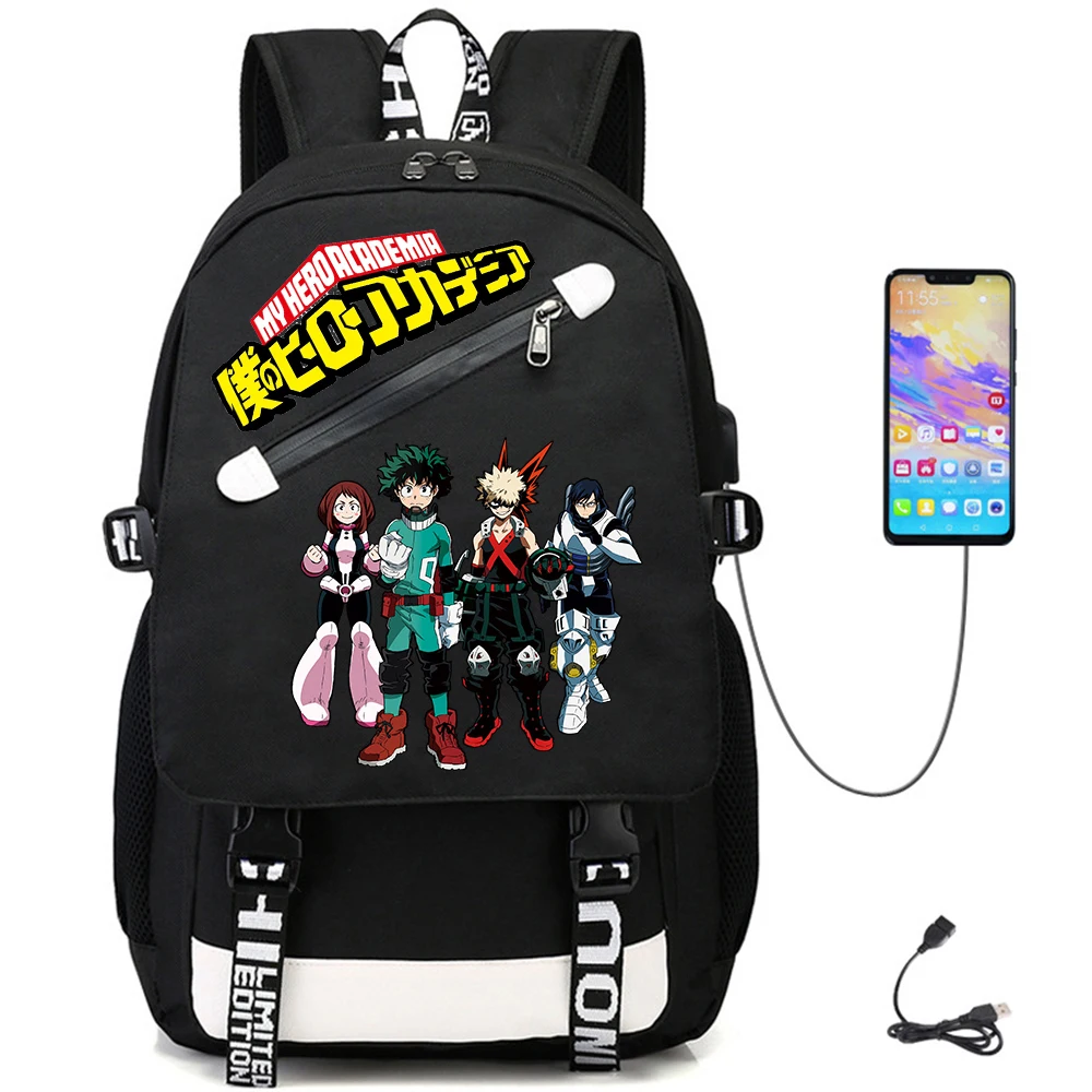 

Anime My Hero Academia USB Teenger Casual Schoolbag Student Backpack Oxford Fabric Packsack High Quality Laptop Bag