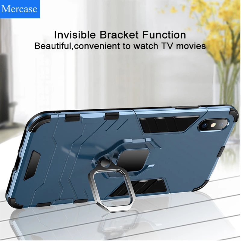 

Mercase Shockproof Phone Case with Ring Holder for iPhone 11 Pro Max 7 8 plus Phone Cover with pop socket for iPhone X XR XS Max