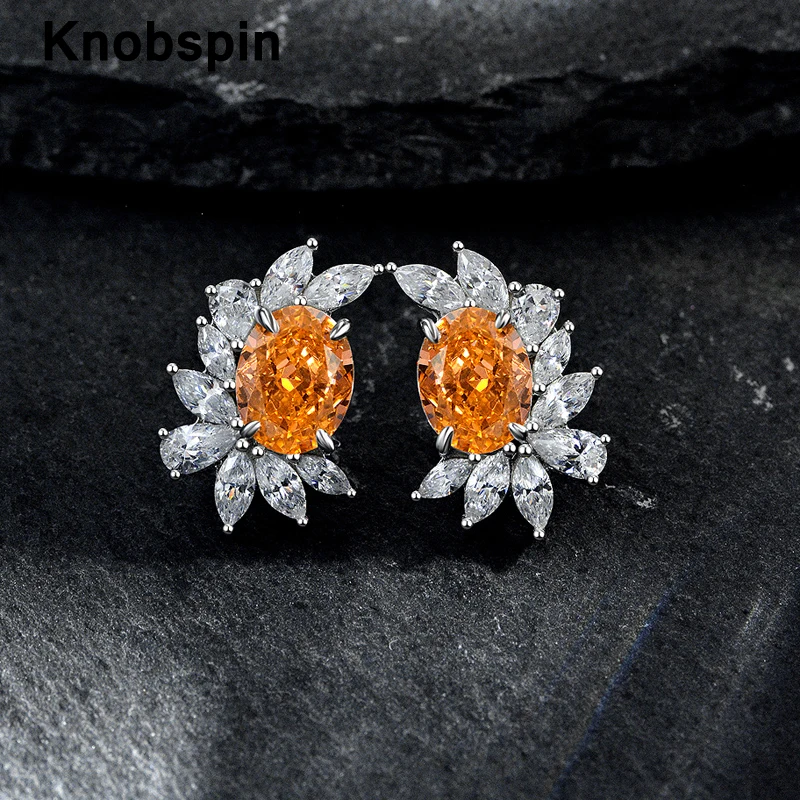 

Knobspin Vintage 7*9mm Ice Flower Cut High Carbon Diamond 100% 925 Sterling Silver Luxury Stud Earrings For Women Fine Jewelry
