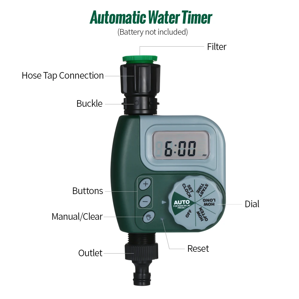 Automatic Water Timer Outdoor Garden Irrigation Controller 1-Outlet Programmable Hose Faucet Watering | Дом и сад