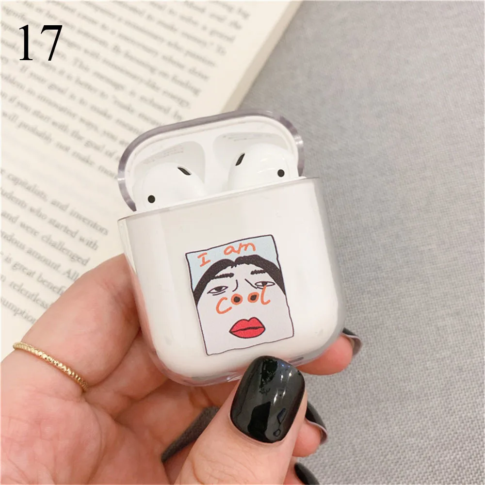 1 шт. наушники для хранения Airpods тонкий прозрачный жесткий PC наушники защитный чехол для Airpods 2 зарядная коробка - Цвет: 13