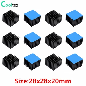 20 шт. алюминиевый радиатор охлаждения 28x28x20 мм радиатор теплоотвода для электронных чипов IC LED с теплопроводящей лентой