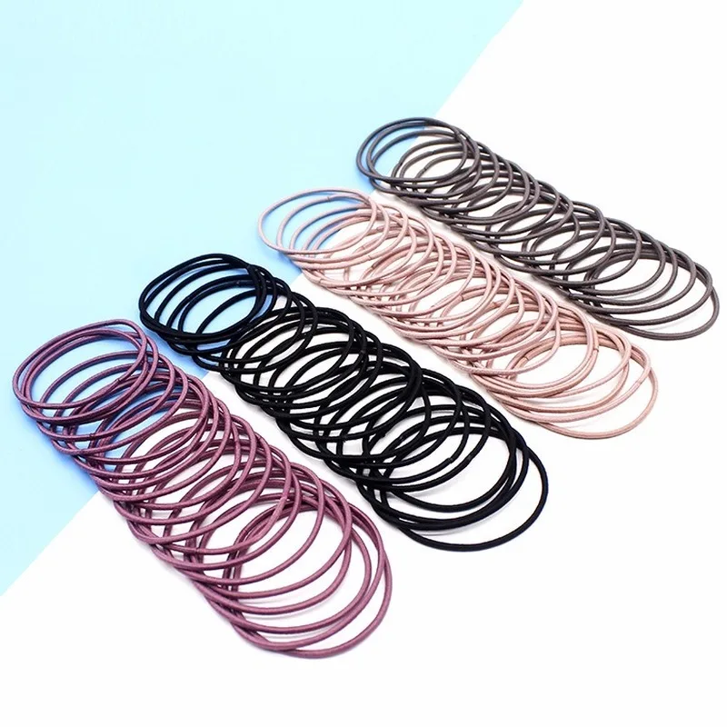 100 шт./компл. эластичные резинки для волос одноцветные девушек держатель конского