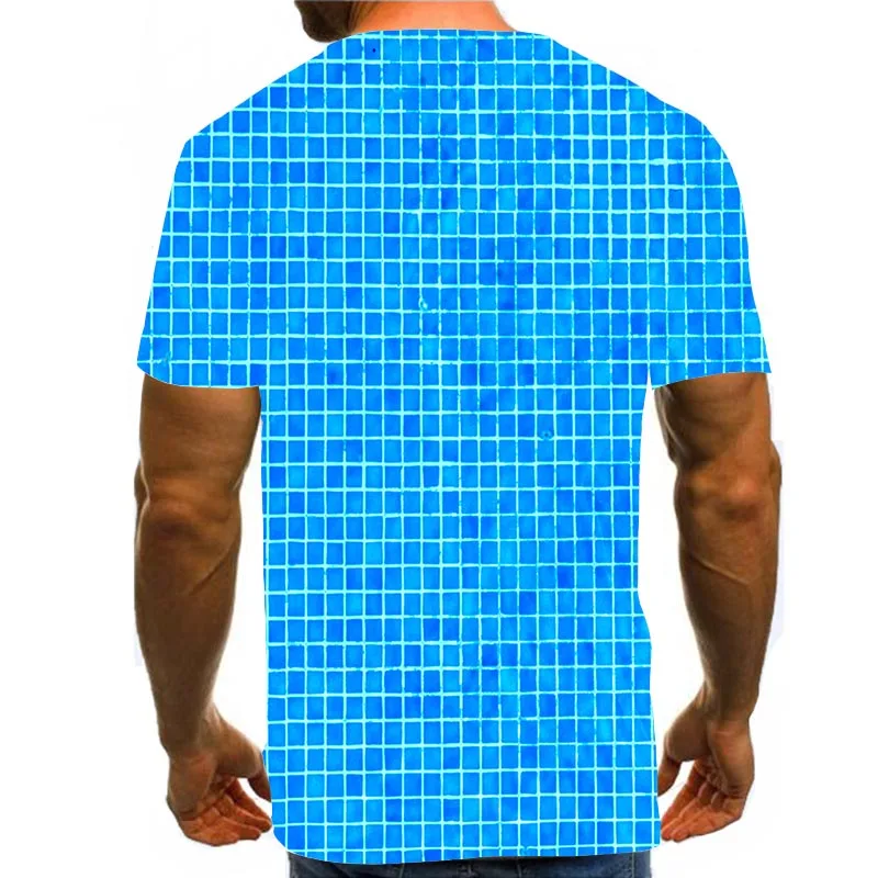 Для мужчин синий футболка &quotКубик&quot 3D печати t-рубашка летняя Графические