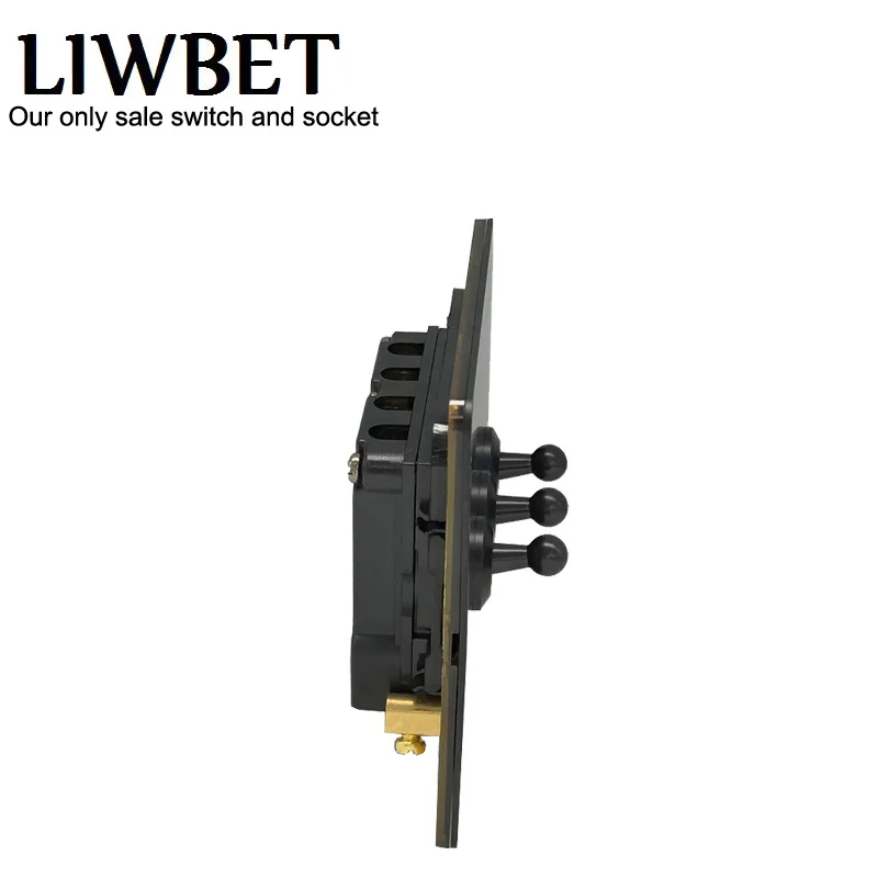 Настенный выключатель LIWBET черного цвета 3 клавиши 2 канала панель из нержавеющей