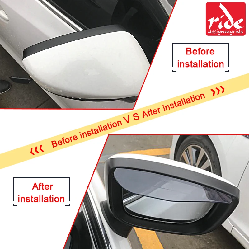 2 Pcs Universal Car Rearview Mirror Eyebrow Rain Block Blades ABS Material Back Shade Rainproof Water Cover | Автомобили и