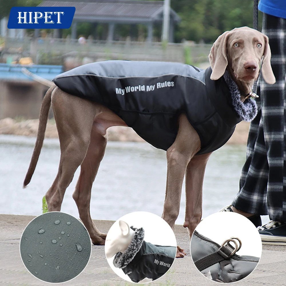 Теплая одежда для больших собак ветрозащитное зимнее пальто светоотражающая