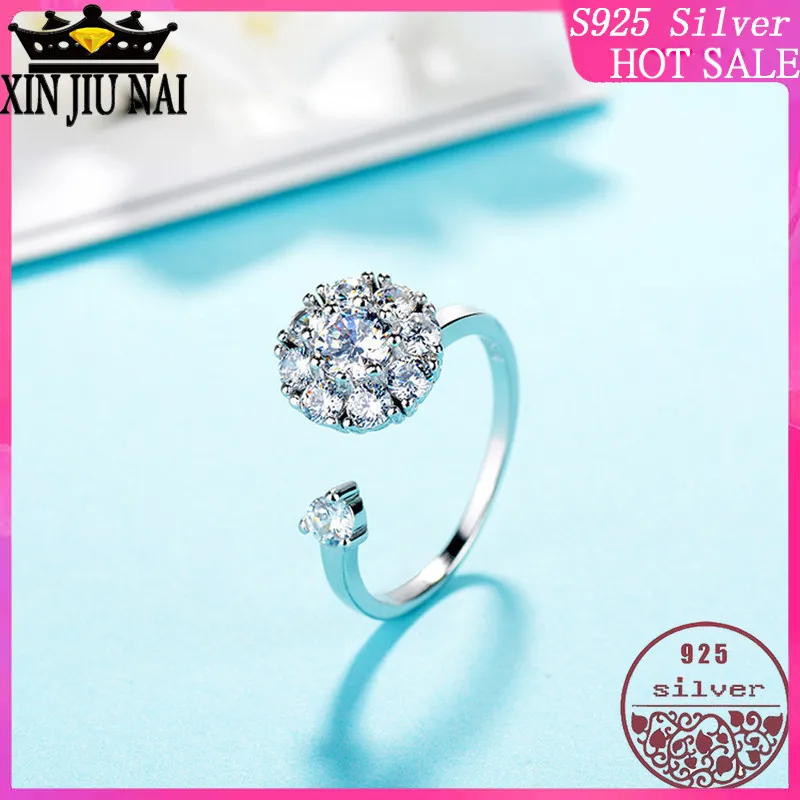 Женское кольцо из серебра 100% пробы с вращающимся красным камнем|Кольца| |