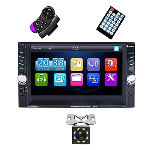With 8 IR Camera AMPrime 2 Din 7652D автомобильный аудио 6," lcd сенсорный мультимедийный плеер Bluetooth 2din USB/SD/AUX/FM Авторадио Стерео с задней камерой - Цвет: With 8 IR Camera