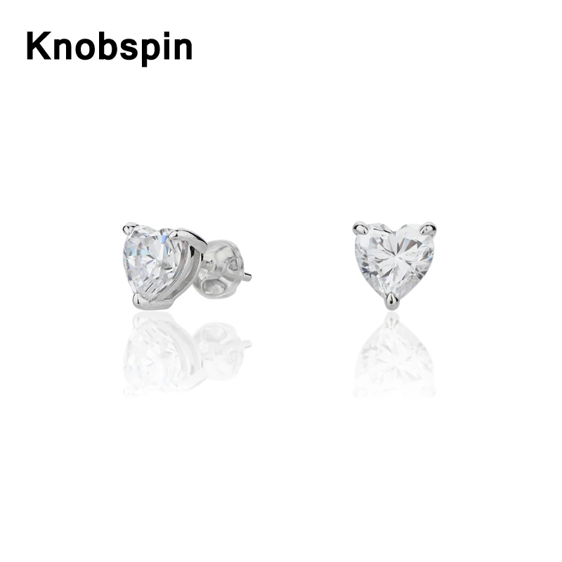 

Knobspin 100% 925 стерлингового серебра модные простые свадебные украшения для женщин серьги в форме сердца очаровательные вечерние ювелирные укр...