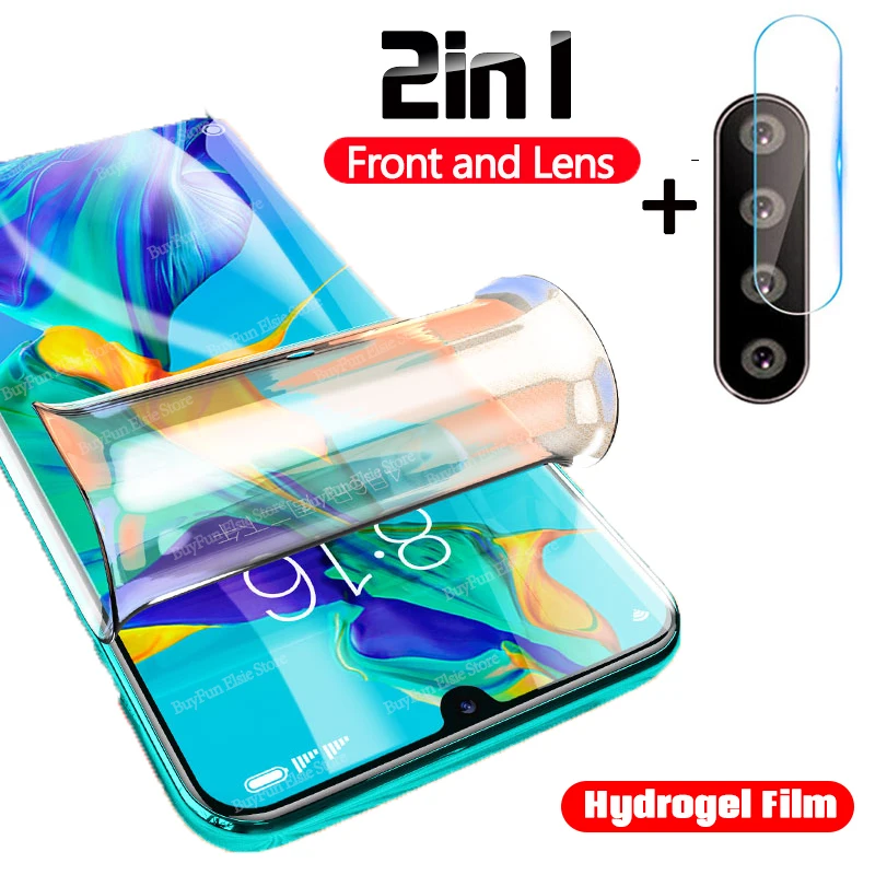 

Гидрогелевая пленка 2 в 1 для Huawei p smart 2021, защита экрана, объектив камеры для huawei p smart plus pro 2019, пленка, не стекло