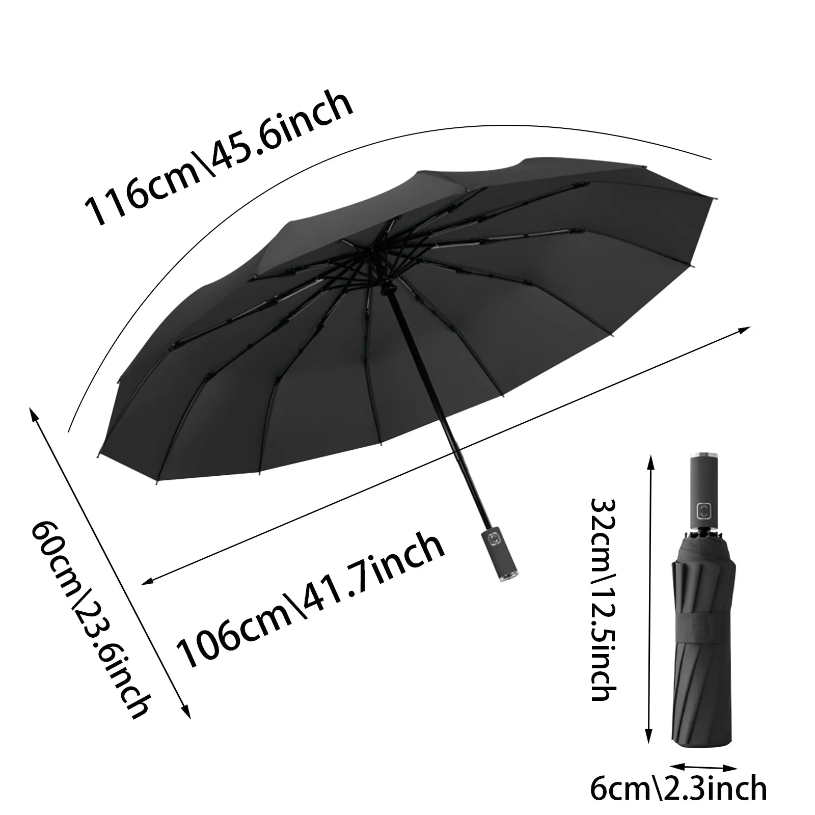 

Windproof automatic umbrella female 12 bone 3 folding parasol gift large business travel vehicle parasol