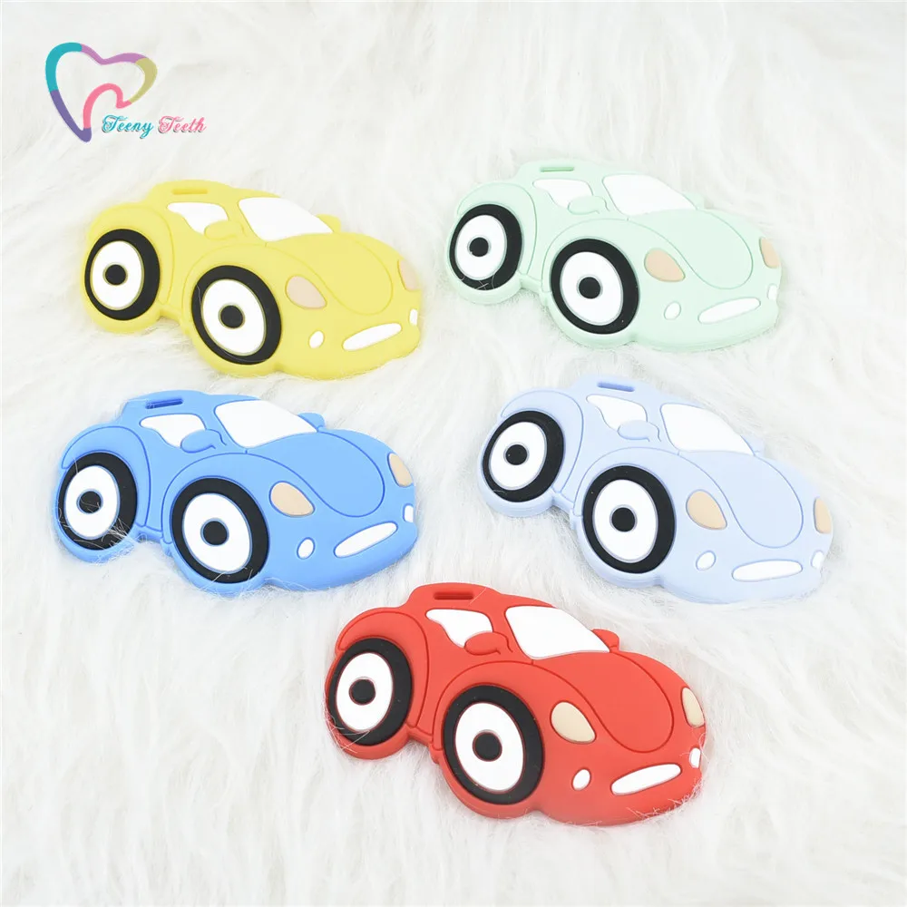 

5 PCS New Silicone Cartoon Car Teether Fashion Silicone Sports Car DIY Jewelry Making BPA Free Food Grade Baby Silicone Teether