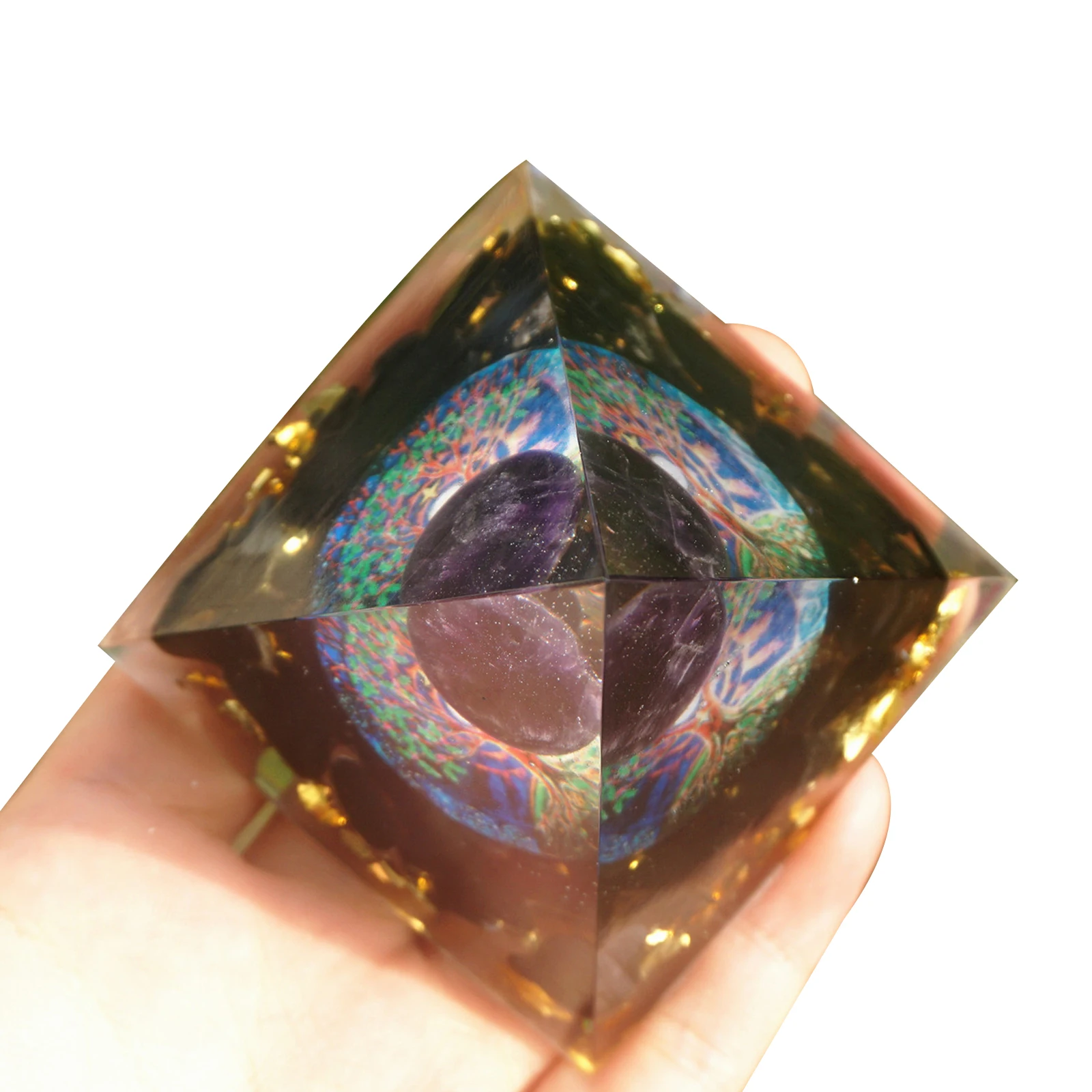 New Arrival Amethyst Pyramid Crystal Sphere Orgone Energy Generator for Yoga Meditation | Дом и сад