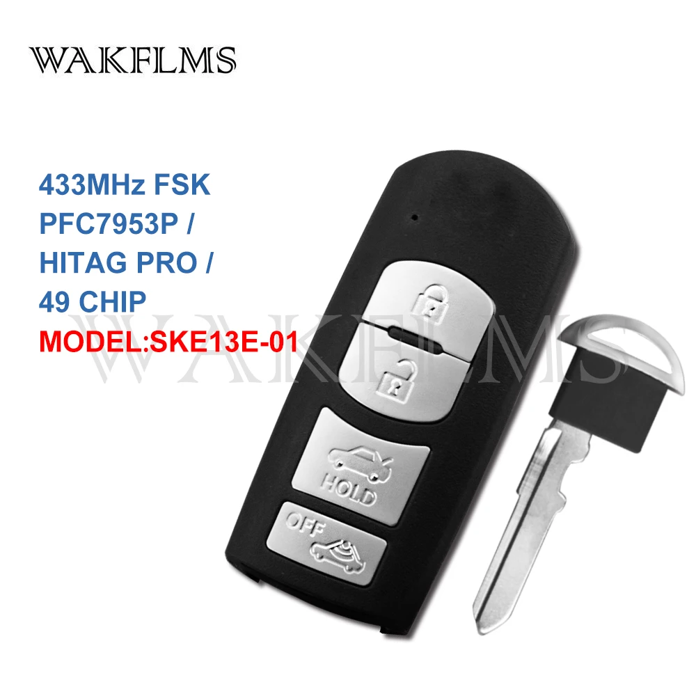 4 кнопки Smart Remote Автомобильный ключ 433 МГц для Mazda (Mitsubishi System) 6 3 MX-5 с чипом PFC7953P HITAG PRO