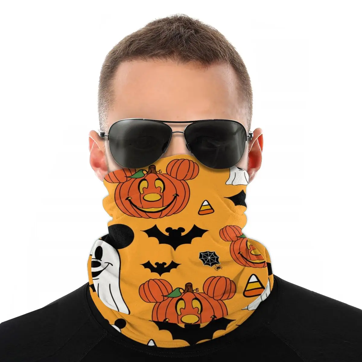 

Halloween Mouse Orange Scarves Neck Face Mask Men Women Fashion Tube Mask Balaclava Bandanas Versatility Headwear Outdoor Hiking