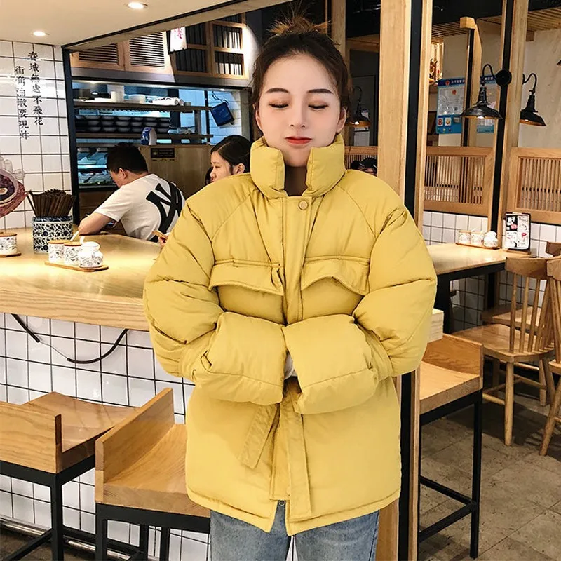 Зимняя женская короткая хлопковая куртка маленькая новая одежда Корейская