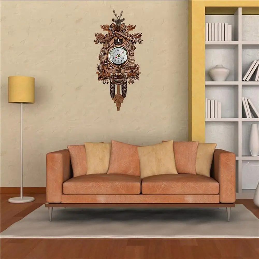 Домашние декоративные настенные часы с птицей Висячие винтажные деревянные для