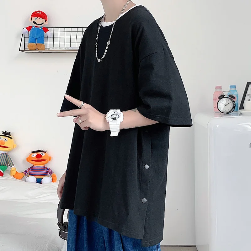 Мужская футболка с коротким рукавом черная или белая свободная Универсальная в