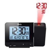 fj3531 projection alarm clock digital date snooze function led projector desk table thermometer hygrometer clock time backlight