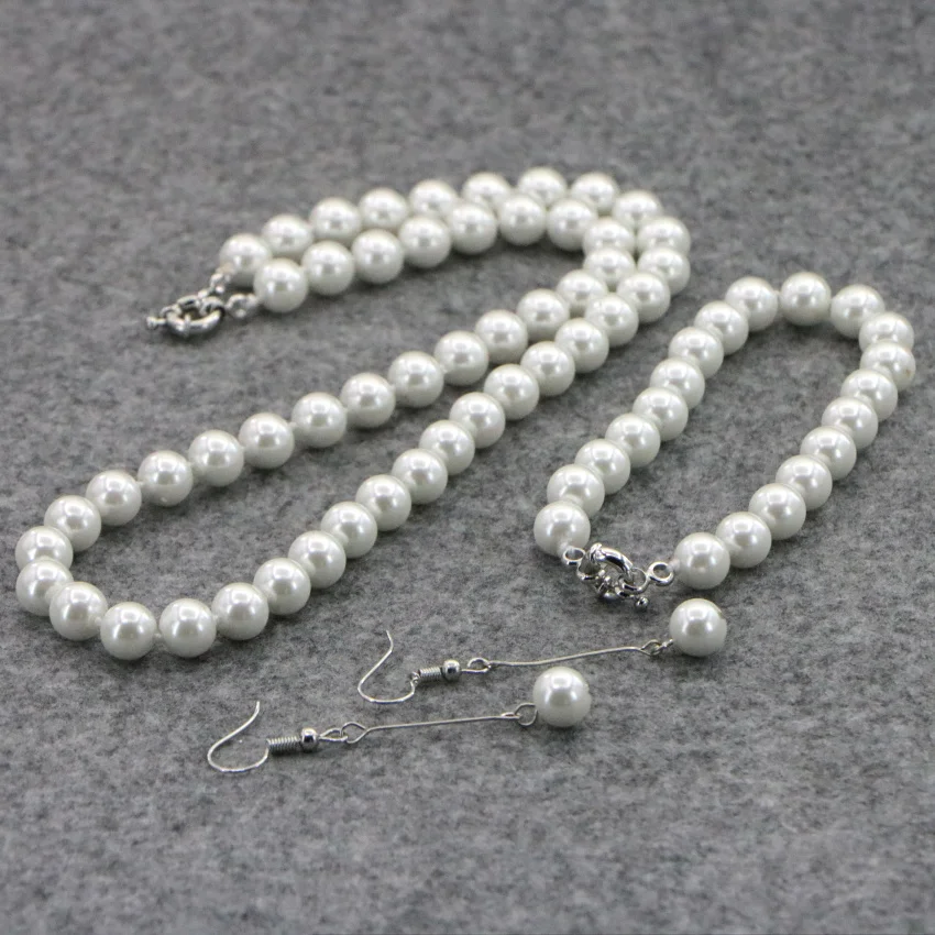 Ожерелье и серьги из жемчуга морской ракушки 8 мм ААА 50 шт./нить | Украшения