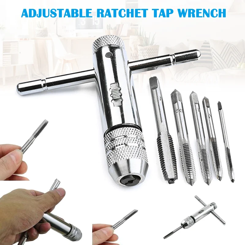 Зажимной ключ с трещоткой регулируемая T образная рукоятка 5 шт. стандартных