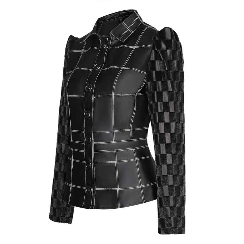 takerlama fashion demon cosplay for adult leather coat skirt black slim plaid jacket woman elegant dress suits movie costumes free global shipping