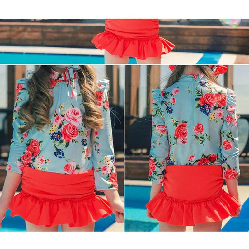 Купальники для девочек 3 шт. купальный костюм вечерние купальник Bebes маленьких