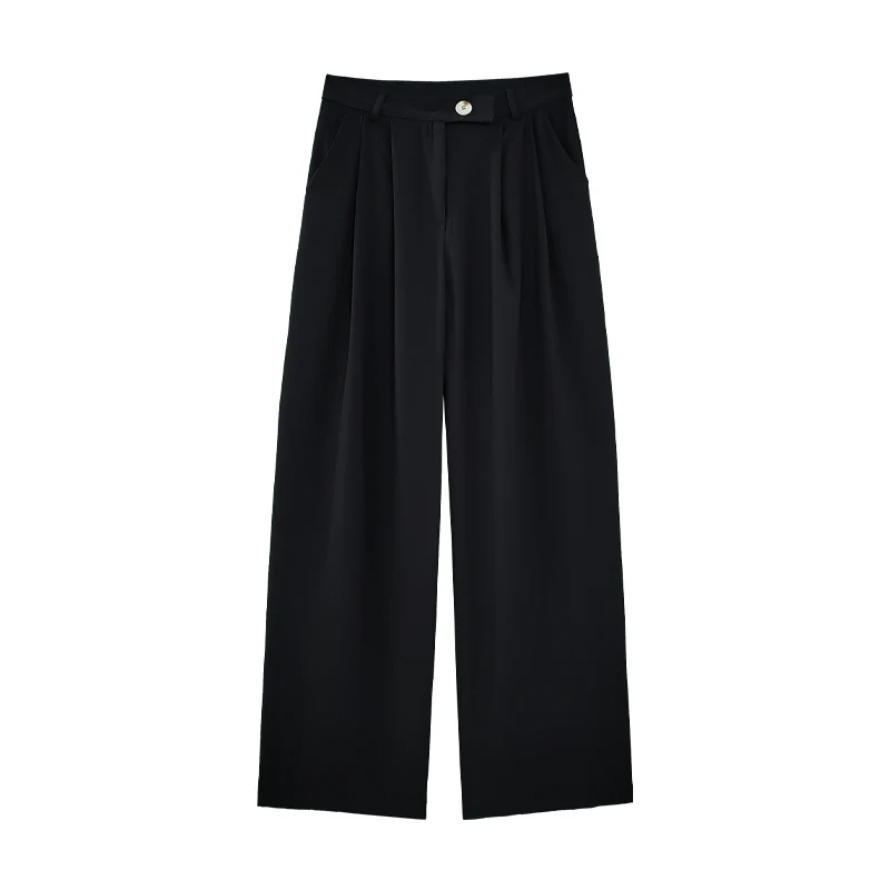 

GOOHOJIO 2020 New Buttons Loose Thin Pants for Women Summer Autumn Wide Legs Casual Pant Women Zipper Oversized Ladies Trousers