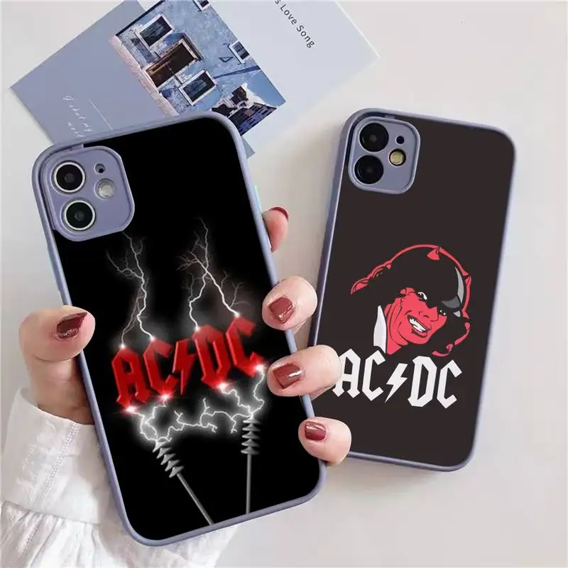

Music-Band-ACDC Phone Case For iphone 13 12 11 xr xs x 7 8 pro max Light gray Soft TPU Silicone Clear Case Cover