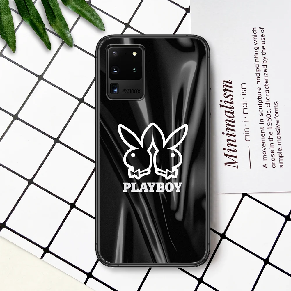 

Playboy Rabbit head Phone Case For Samsung Galaxy Note S 8 9 10 20 Plus E Lite Uitra black Back Silicone Shell Pretty Coque