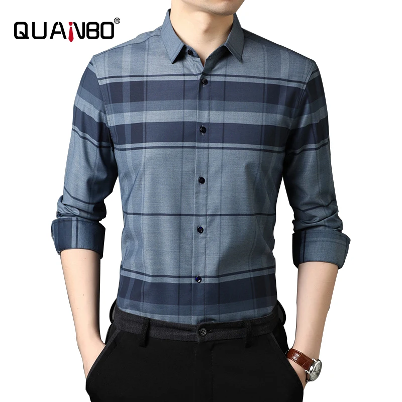 

Одежда QUANBO фирменные мужские классические повседневные рубашки в клетку с длинным рукавом