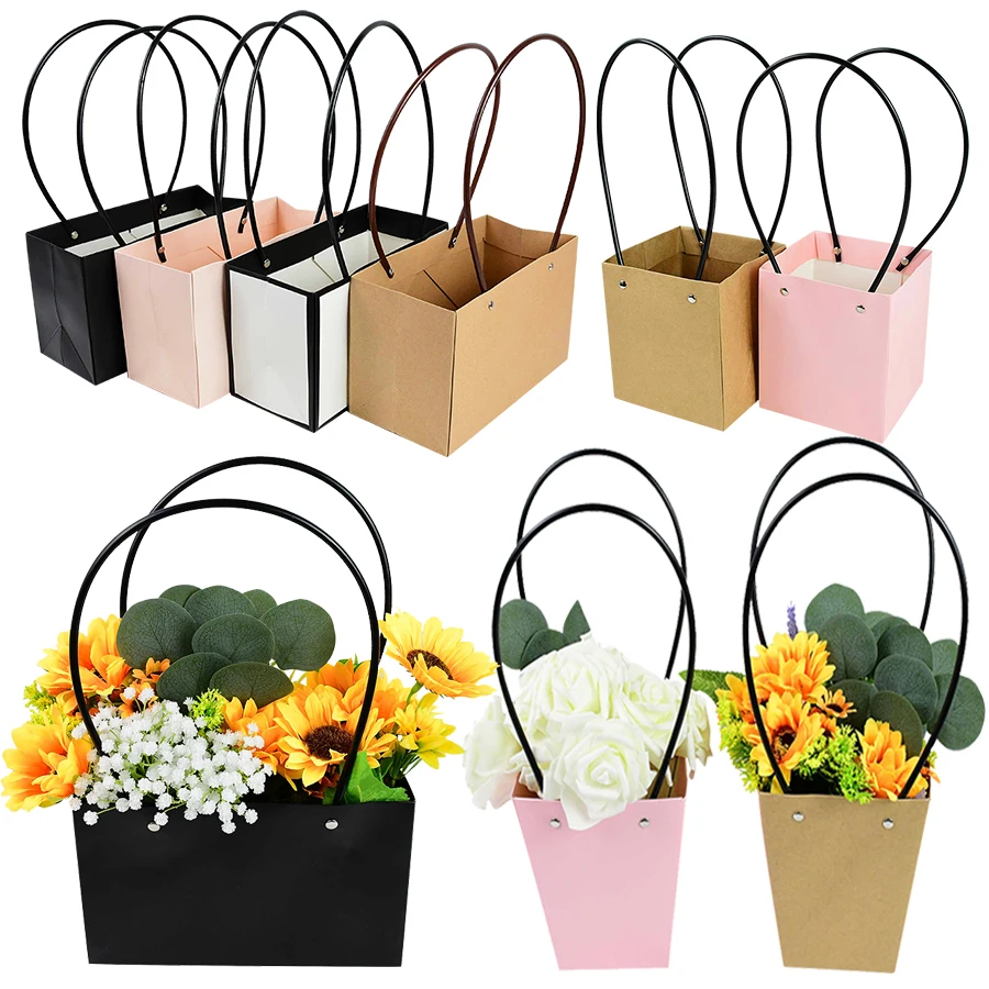 

Portable Flower Box Handbag Gift Bag Wedding Flower Basket Birthday Party Chrismas Mother's Day Present Packaging Box