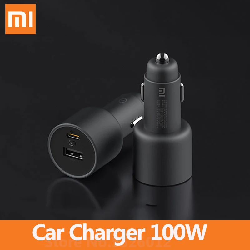  Автомобильное зарядное устройство Xiaomi 100 Вт 1A1C Быстрая зарядка с двумя портами Совместимость со смартфонами Xiaomi USB Mi зарядное устройст…