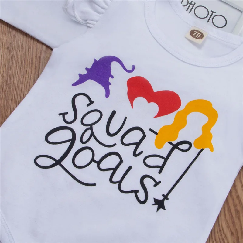 

Baby girl clothes Halloween bodysuit Newborn Infant Baby Girls Long Sleeve Letter Print Romper+Print Dress Outfit #4j26