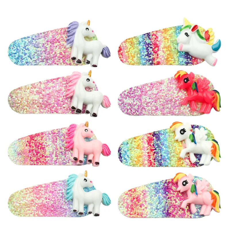 

2pcs/lot Unicorn Glitter Hair Clip Cute Hairgrips For Baby Girls Small Hairpin Boutique Barrettes Headwear Hair Accessories
