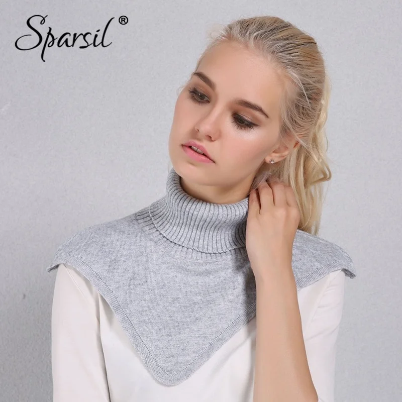 

Sparsil Women Winter Turtleneck Knitted Ring Scarf Irregular Design Cap Collar Autumn Knitting Pullover Warm Soft Solid Scarves