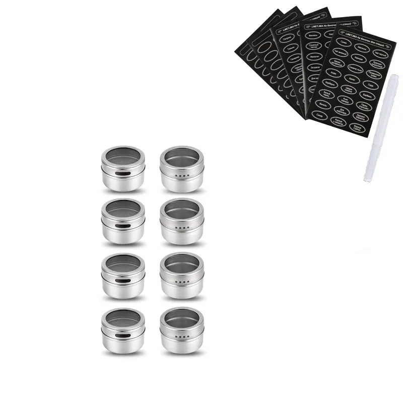 

Magnetic Spice Jars With Russian Spice Labels Stainless Steel Magnetic Spice Tins Set Magnetic on Refrigerator