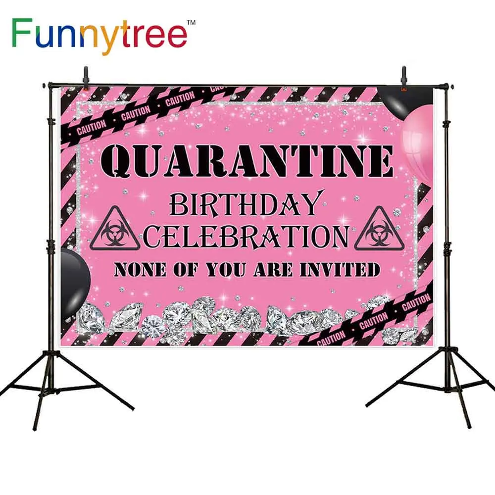 

Funnytree Birthday Party Secret Backdrop Diamond Banner Decor Pink Background photocall PhotoPhone prop