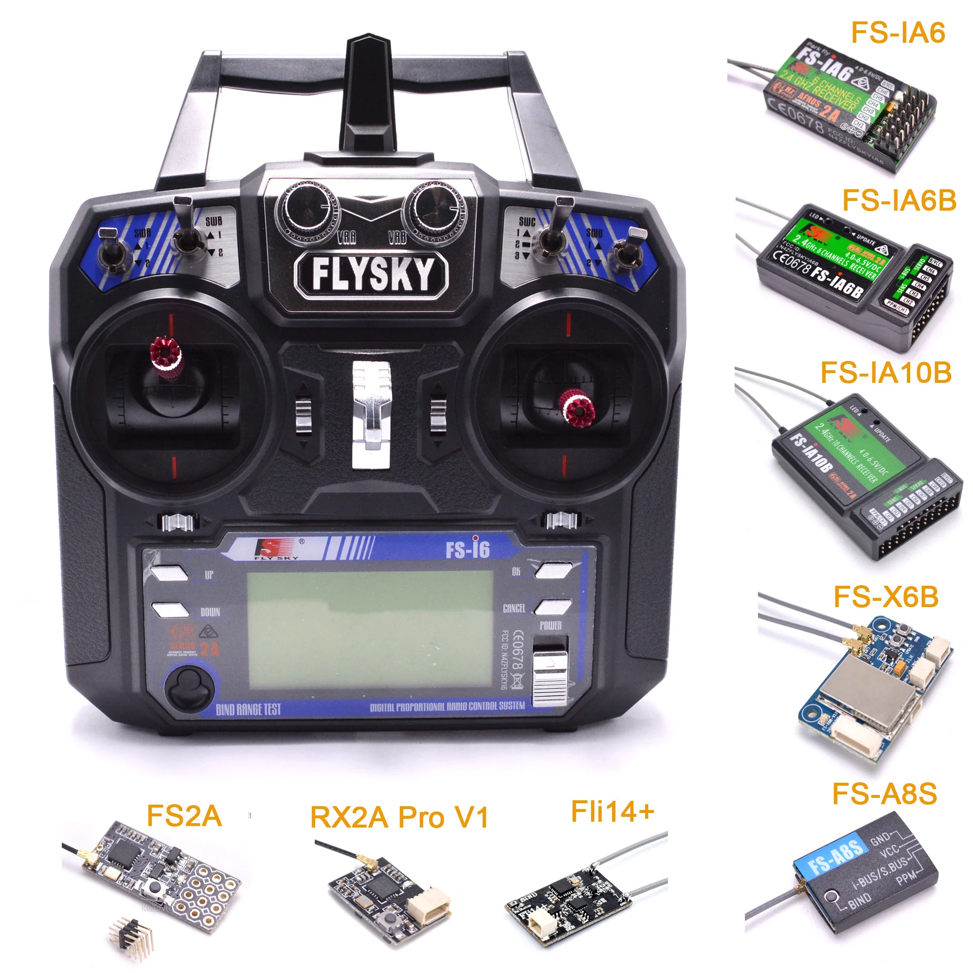 FLYSKY FS-i6 i6 2.4G 6CH AFHDS Transmitter With iA6B X6B A8S R6B iA10B RX2A Receiver Radio Controller for RC FPV Drone Airplane | Игрушки и