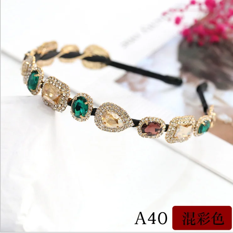 Новая повязка для волос с кристаллами в стиле барокко Золотая металлическая