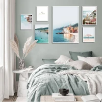 italy riviera coast canvas painting ocean landscape travel poster nordic print modern wall art decoration picture room decor