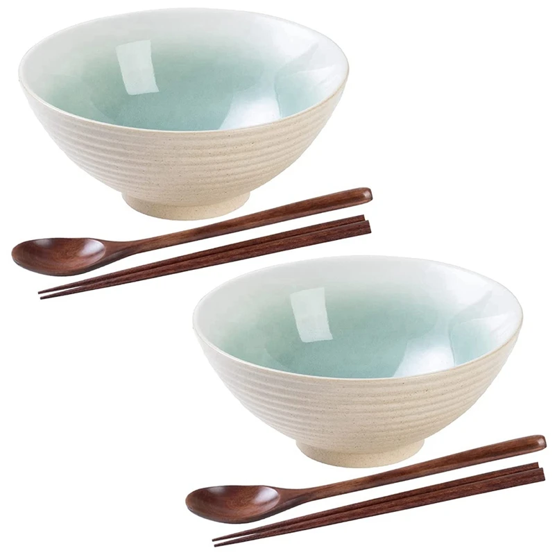 Керамическая японская миска для рамен 8 дюймов лапши с ложкой и палочками | Дом