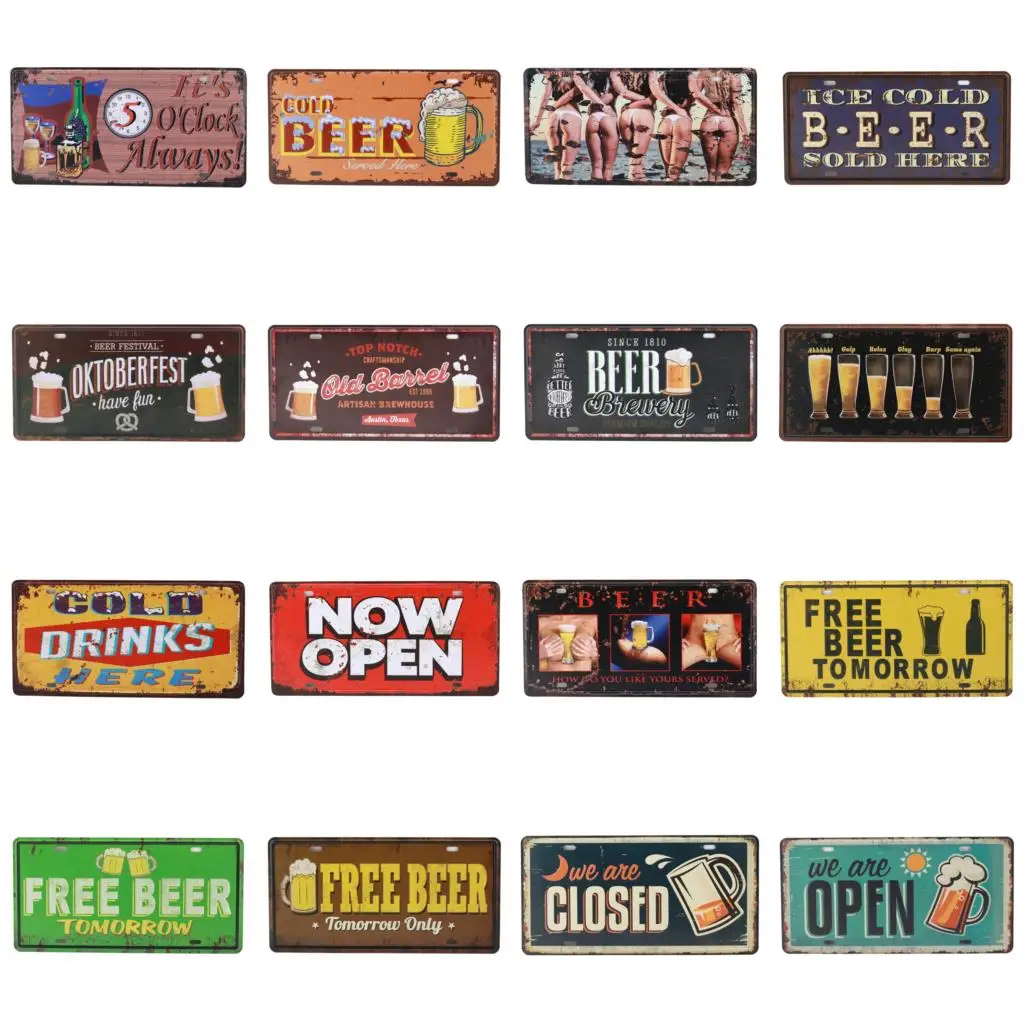 

Ice Cold Free Beer Zone Metal Tin Signs Open Now Club Plaque Iron Painting Man Cave Wall Stickers Retro Pub Cafe Bar Art Poster